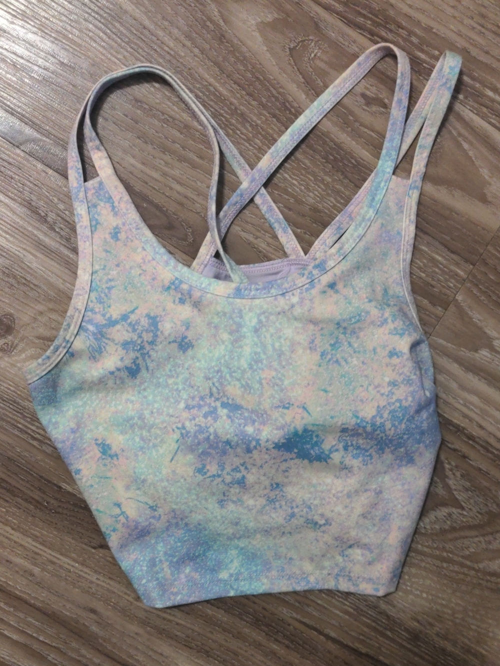 Pastel Marble Double Crisscross Sports Bra Crop Top For A Hot Summer Tank Top